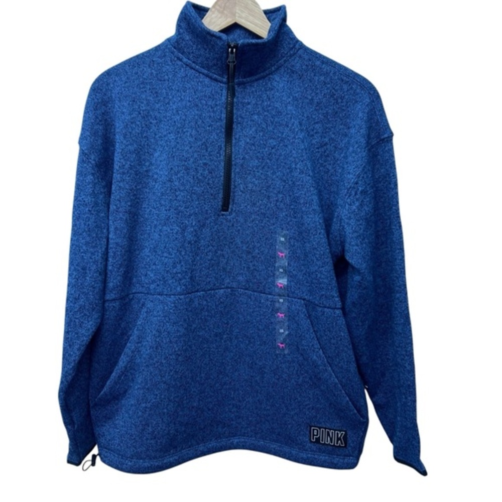 NWT PINK Victoria's Secret Pull Over Ladies Blue 1/3 Zip-Up Sweater Size XS
